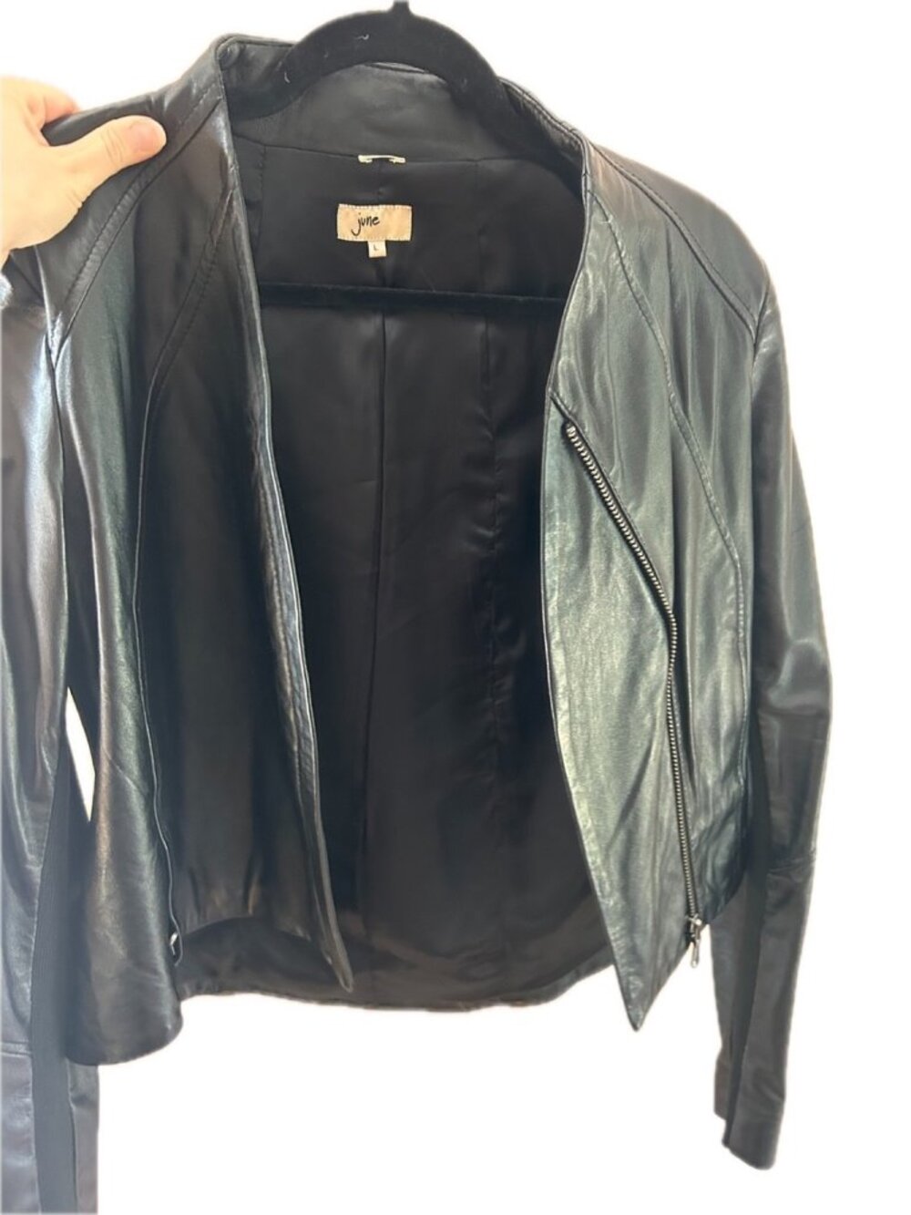 June Leather Moto Jacket Black L